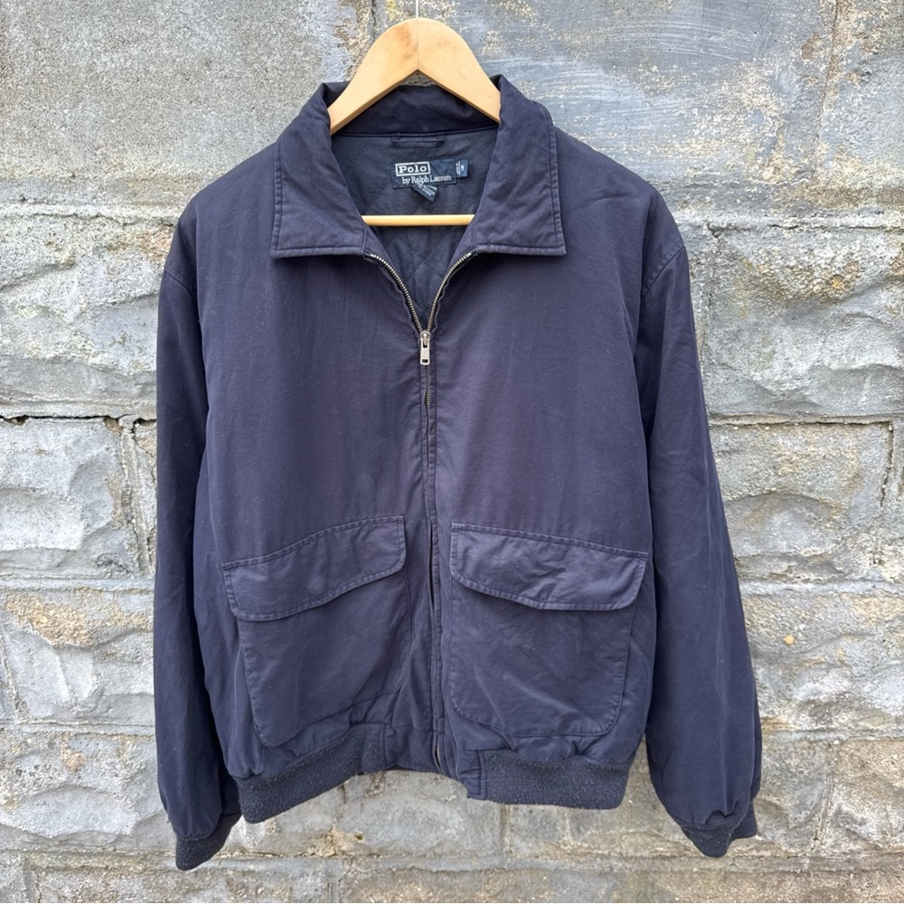 VTG Polo Ralph Lauren Harrington Jacket Mens M Blue Lined Utility Surplus